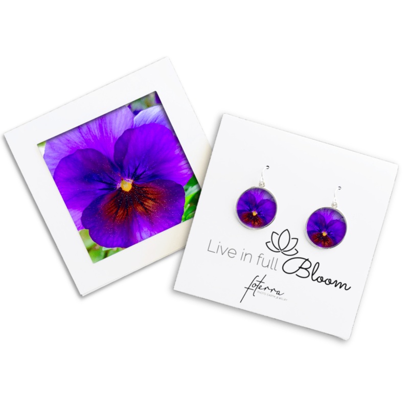 Purple Pansy Earrings