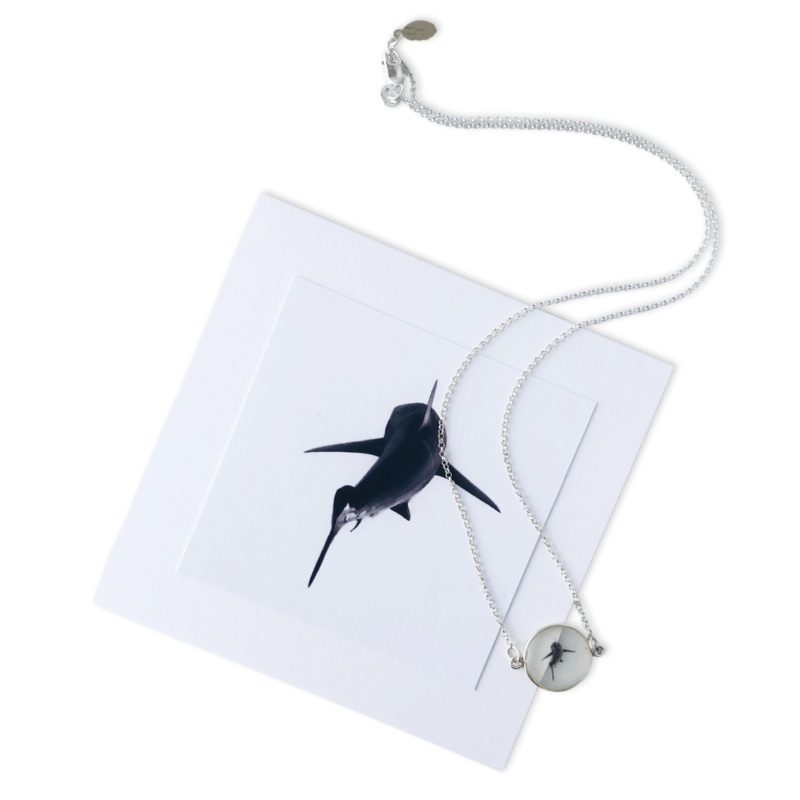 White Shark Small Round Necklace