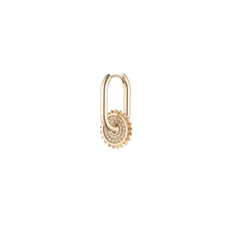 Pave – Gold Symbol Disk : Small Chubby Fob Earring Story