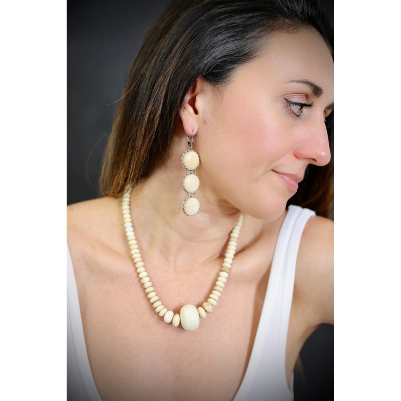 Ivory Triple Open Petal Earrings