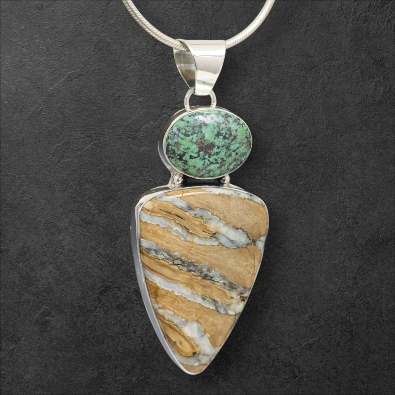 Mammoth Tooth & Turquoise Pendant