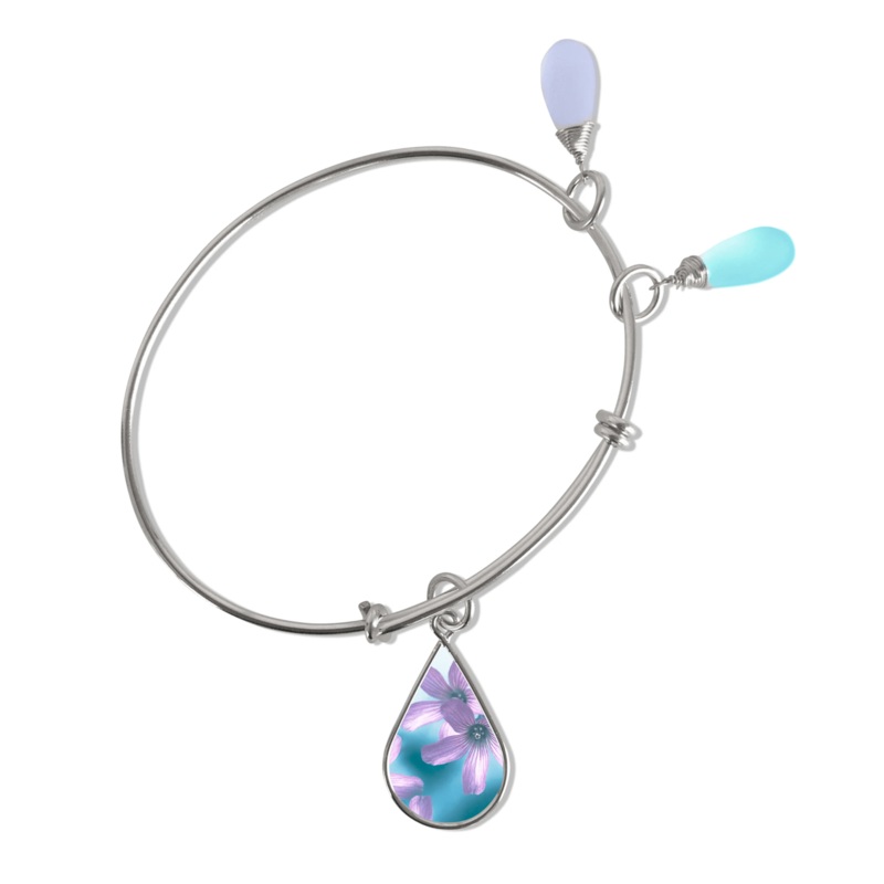 Purple Blossom Teardrop Bangle Bracelet