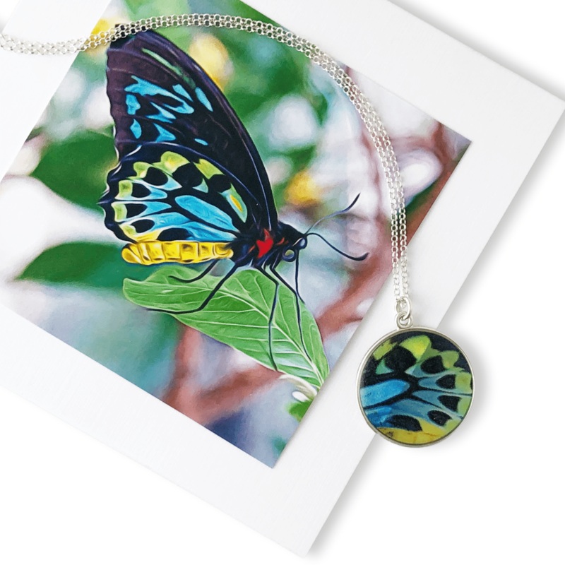 Rainbow Butterfly Large Circle Necklace – Sale