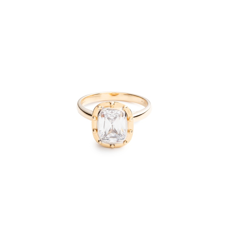 Lovestruck Pierced Solitaire Ring : in Yellow Gold with Cushion Diamond