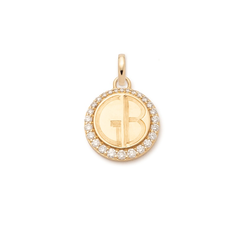 Pave Diamond Engravable Medallion with Annex Link