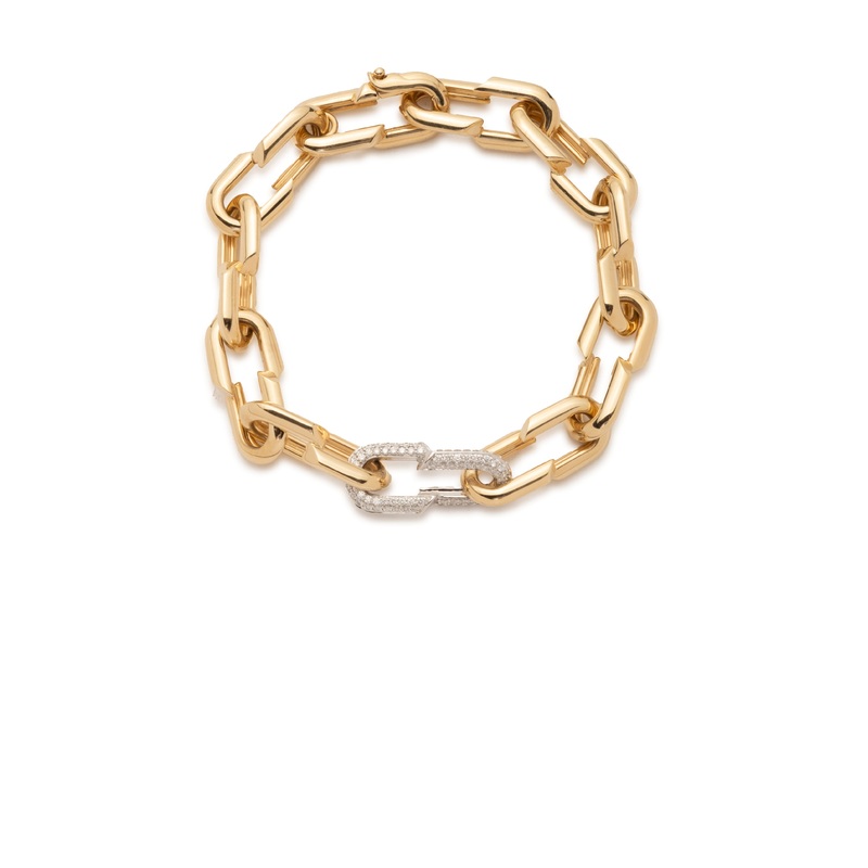 Medium Strong Hearts Love Single Pave Link Chain Bracelet