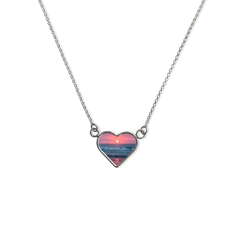 Pink Sunset Medium Heart Necklace