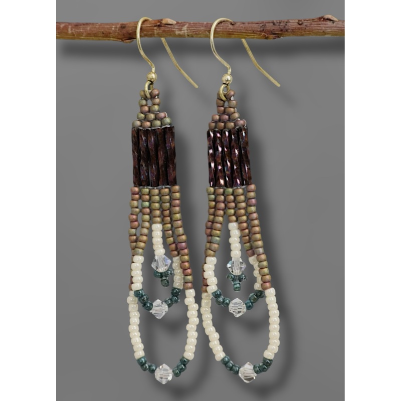 Short Beaded Glass Earrings