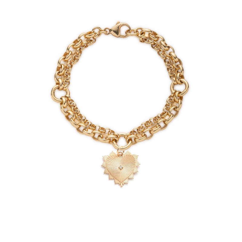Radiating Heart Festoon Chain Bracelet : in Yellow Gold