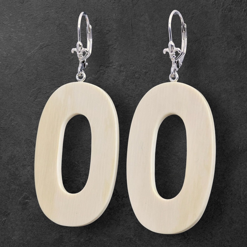 Ivory Oval Flat Open Earrings