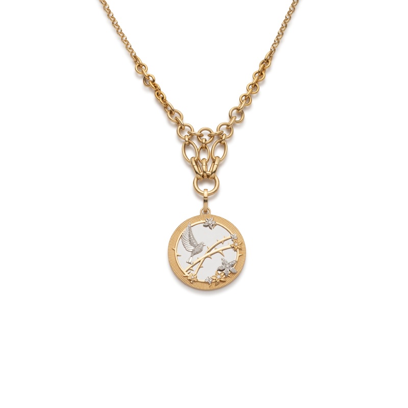 Resilience Lattice Chain Necklace : in Mixed Gold with Diamonds