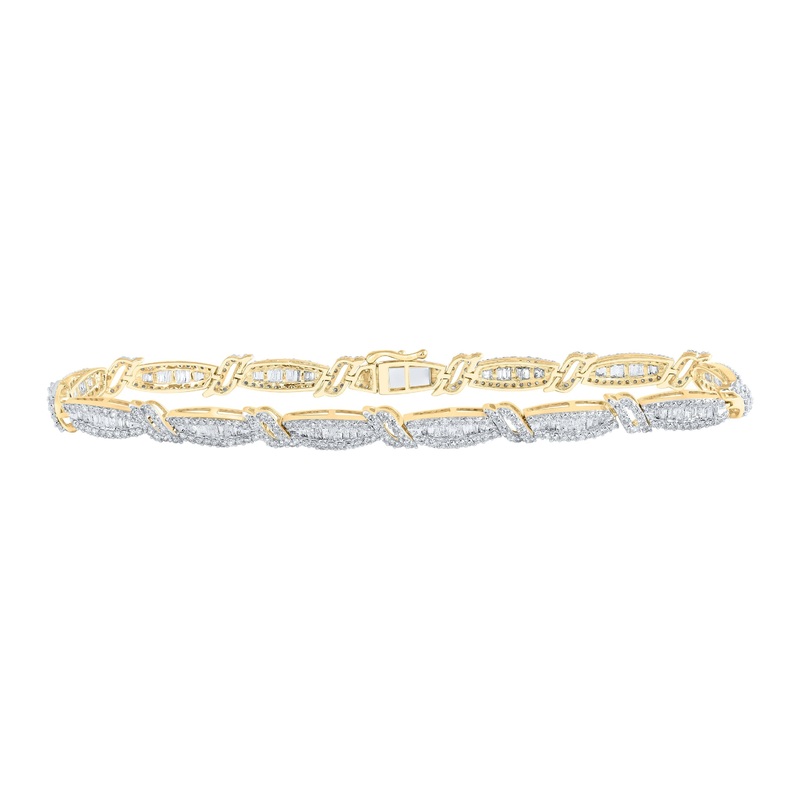 10kt Yellow Gold Mens Round Diamond 8.5-inch Link Bracelet 4-3/8 Cttw