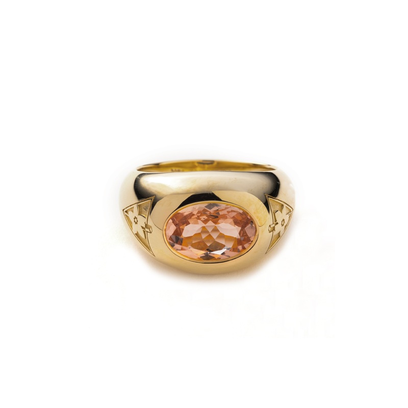 6.44 ct One-of-a-Kind Gemstone Ring : in Yellow Gold with Morganite