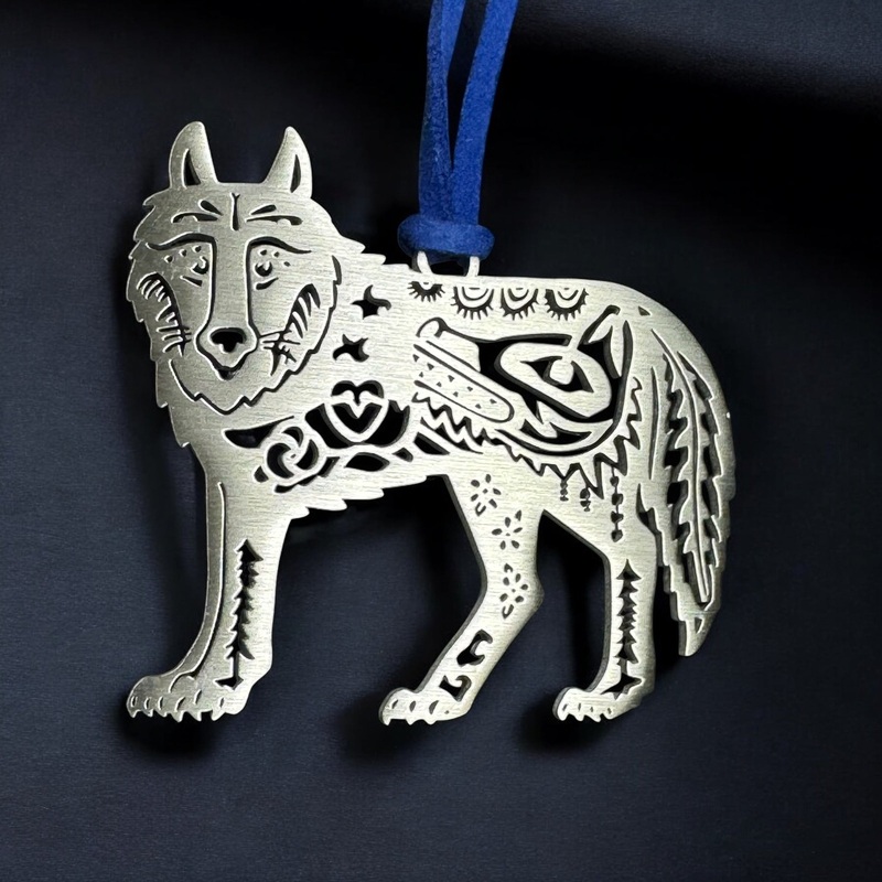 Wolf Steel Ornament