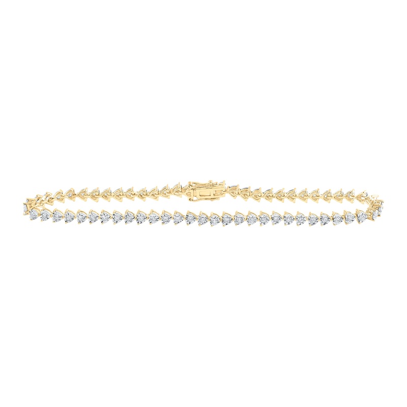 10kt Yellow Gold Womens Round Diamond 8-inch Heart Bracelet 1 Cttw