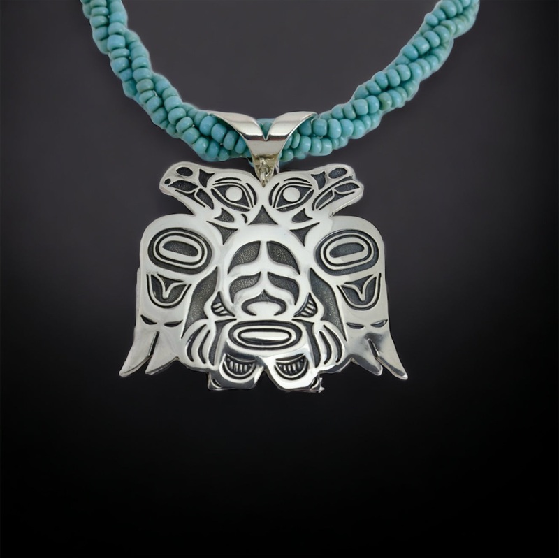 Lovebirds Pin/Pendant w/ Beaded Necklace