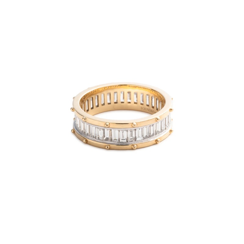 Lovestruck Pierced Wide Band : in Yellow Gold with Baguette Diamonds