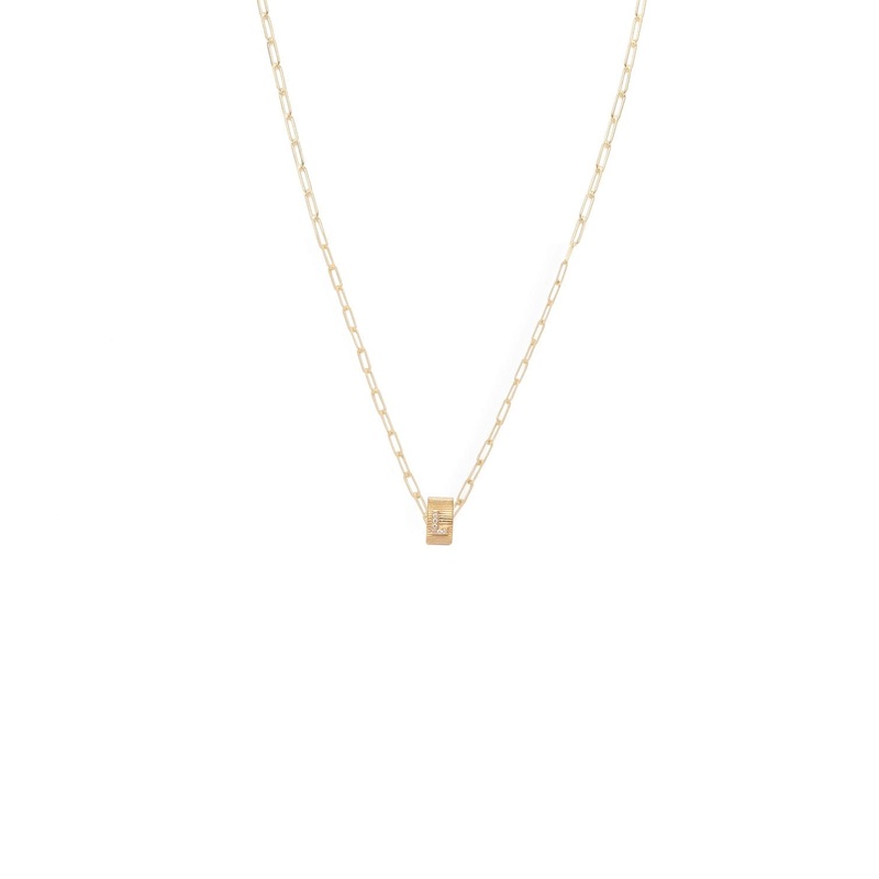 Pave Diamond Initial : Heart Beat Super Fine Clip Chain Necklace
