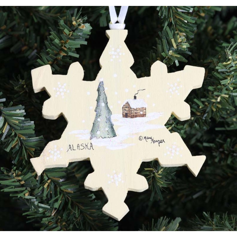 Snowflake with Cabin & Tree