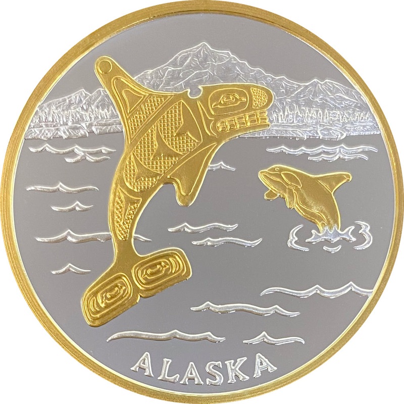 Totemic Orca Medallion with 24K Gold Relief