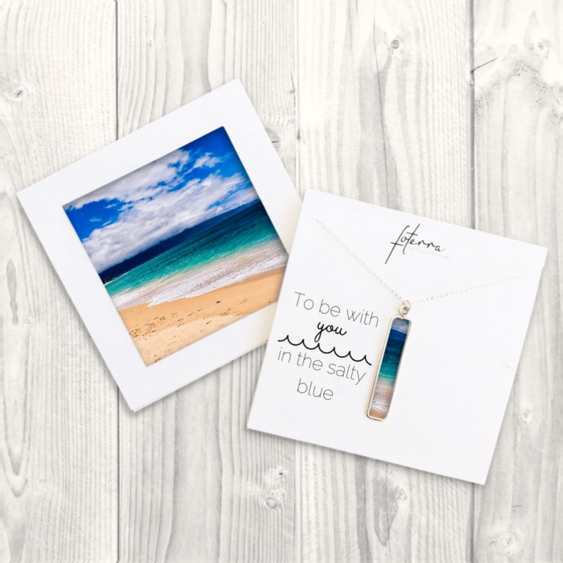 SK Vertical Bar Necklace Salty Blue