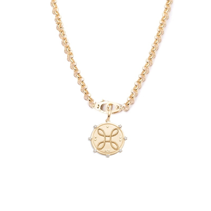 True Love : Pave Diamond Heavy Belcher Sister Hook Necklace