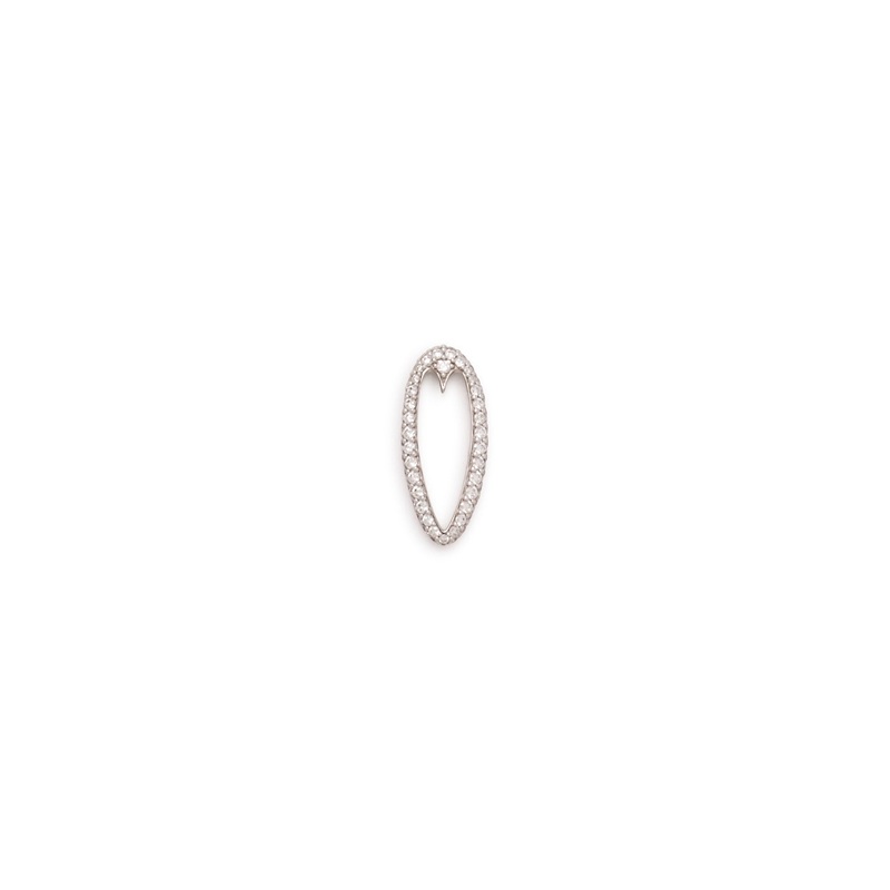 Oversized Pave Diamond Oval Heart Slide White Gold