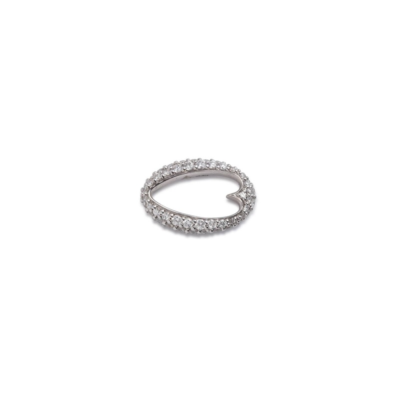 Pave Oval Heart Beat White Gold