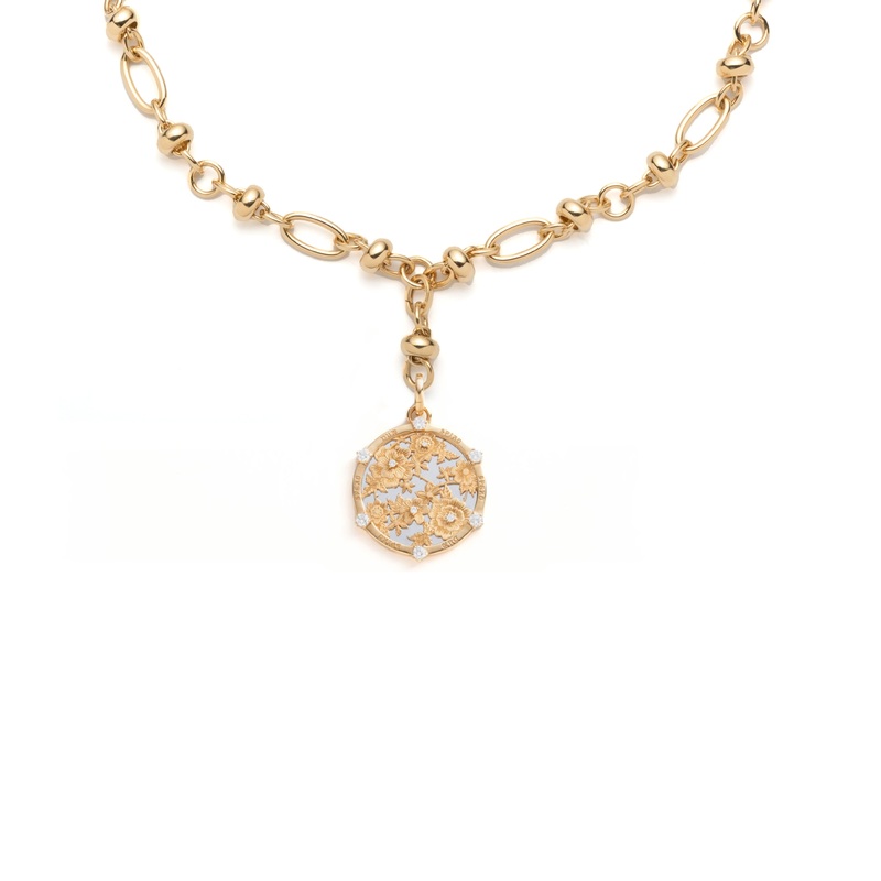Resilience Orbit Extension Necklace : in Mixed Gold with Diamonds