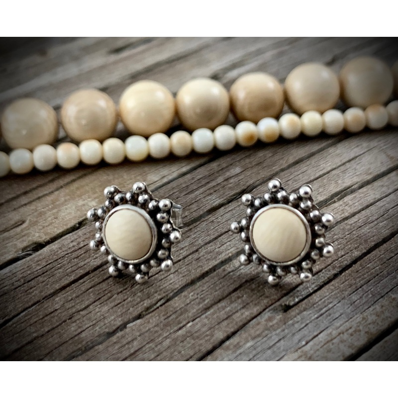 Sun Burst Ivory Post Earrings
