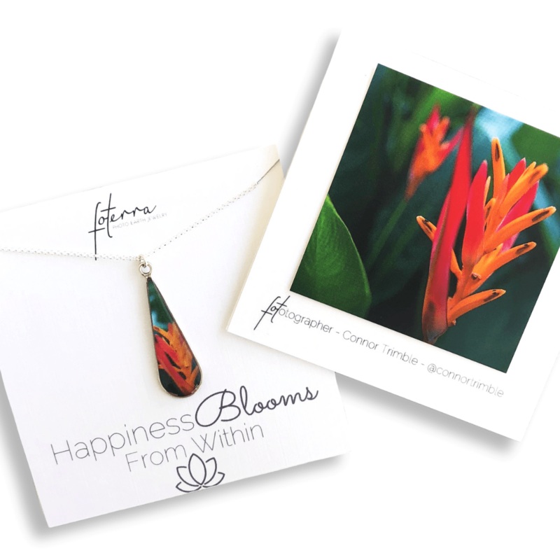 Tropical Flower Teardrop Necklace