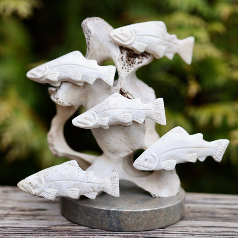 Walrus Jawbone Carving – Salmon