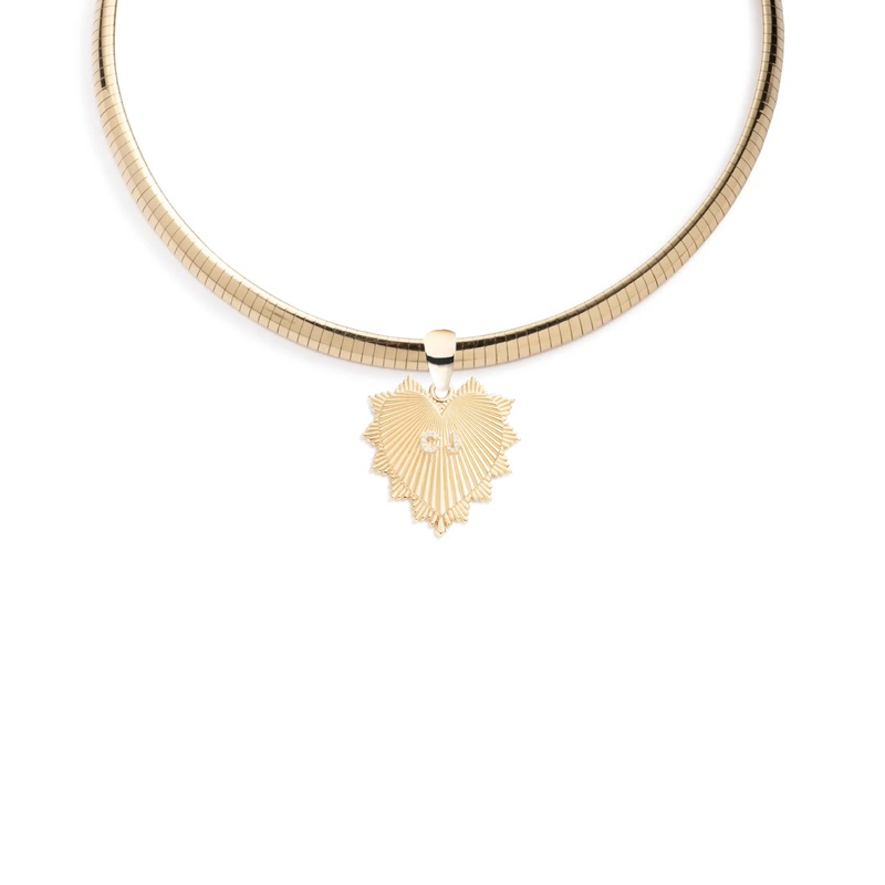 Custom Centered Heart Love Token : Medium Sleek Collar Necklace