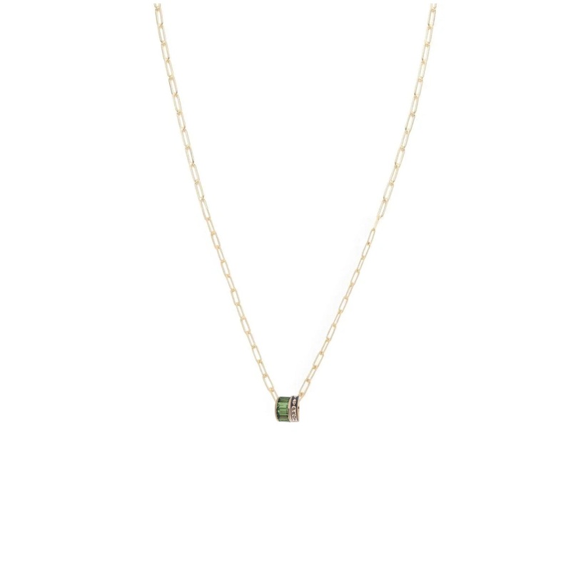 Protection & Baguette Tsavorite : Heart Beat Super Fine Clip Chain Necklace