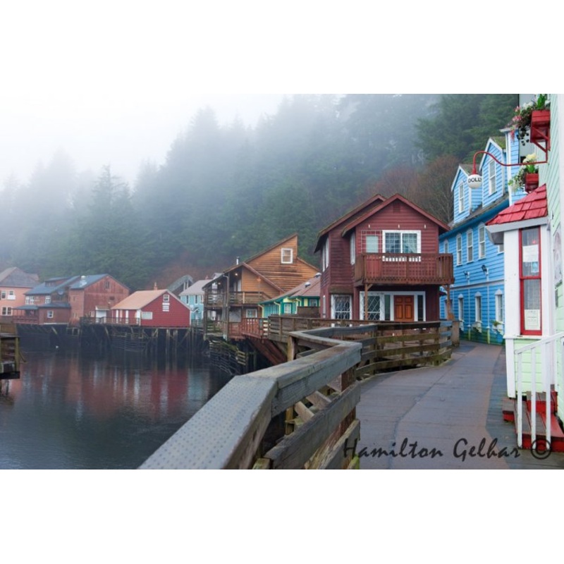 Creek Street Foggy Metal Print