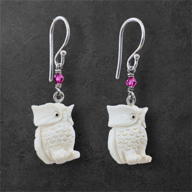 Ivory Owl w/Crystal Earrings