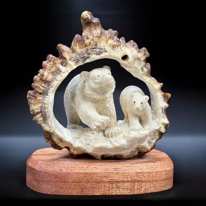 Bear w/ Salmon Antler Carving