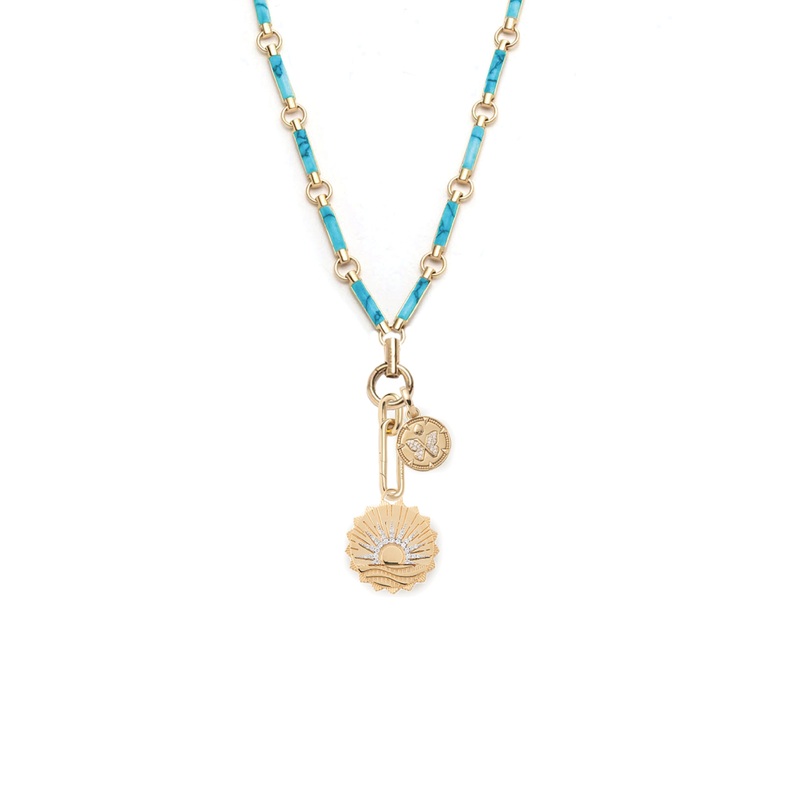 New Beginnings & Reverie : Drop Element Chain Necklace Turquoise